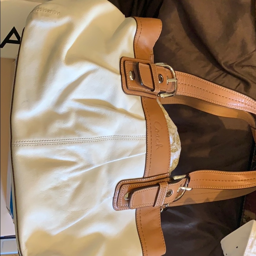 Coach Soho Pleated Leather Buckle Shoulder Strap Large Tote